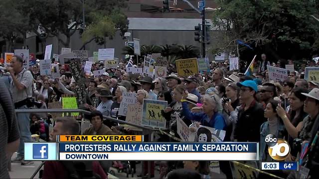 Thousands of demonstrators rally against President Trump's immigration policies