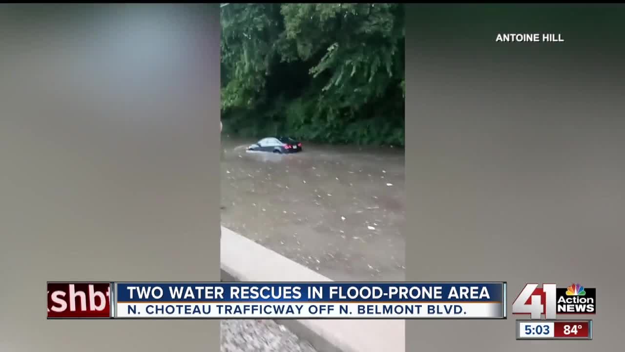 Crews conduct water rescues and put out fires after morning storm