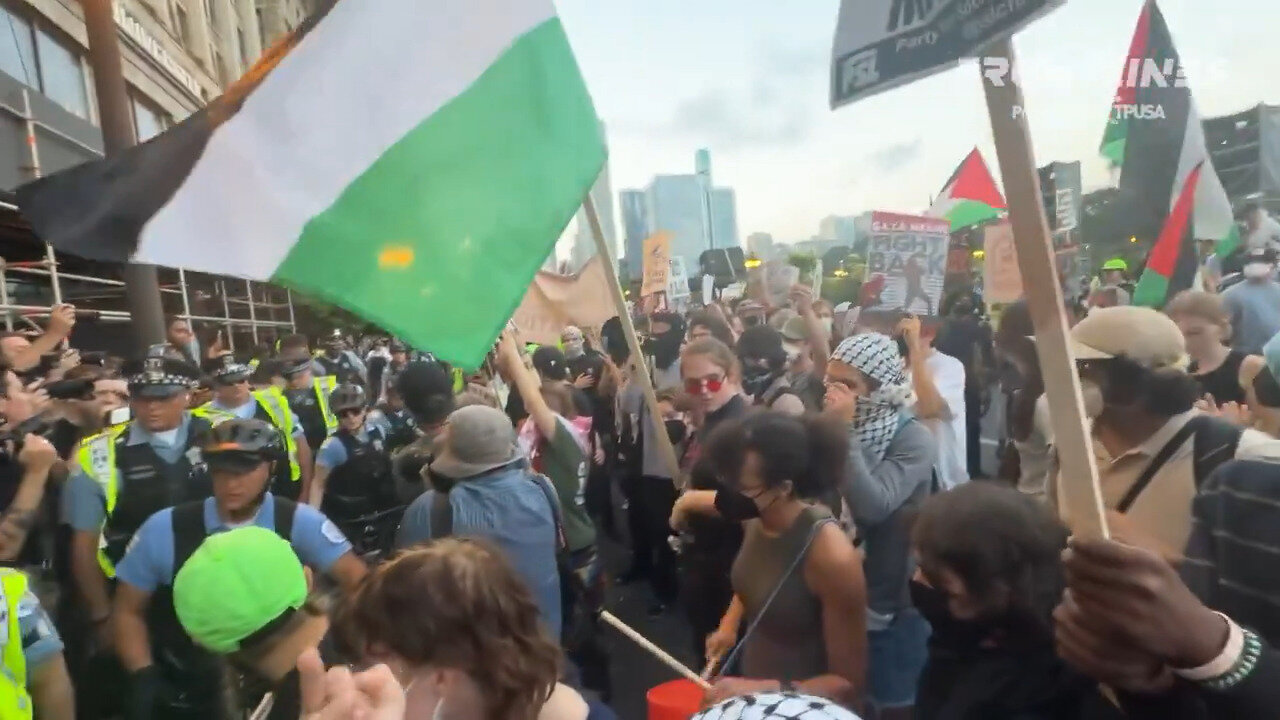 Pro-Palestinian Protestors Flip Off And Chant To Police, "Piggy Piggy Go Back Home"