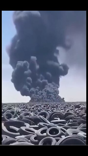 Tire fire burning, seen from space, but cows responsible for climate change. Kuwait.