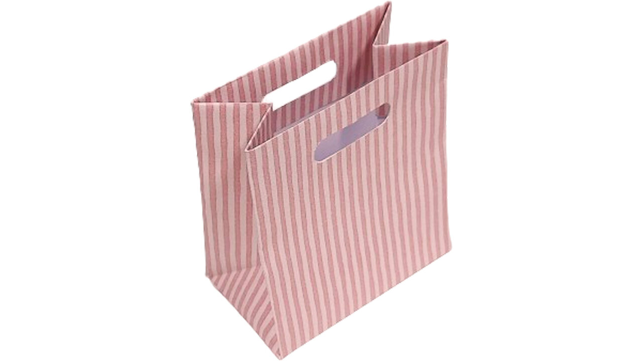 Red Stripe Paper Bag/Bolsa de papel de rayas rojas/Saco de Papel Listra Vermelha