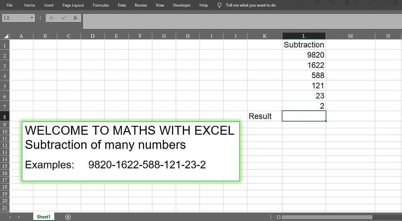 How to Subtract Many Numbers in Excel with Ease