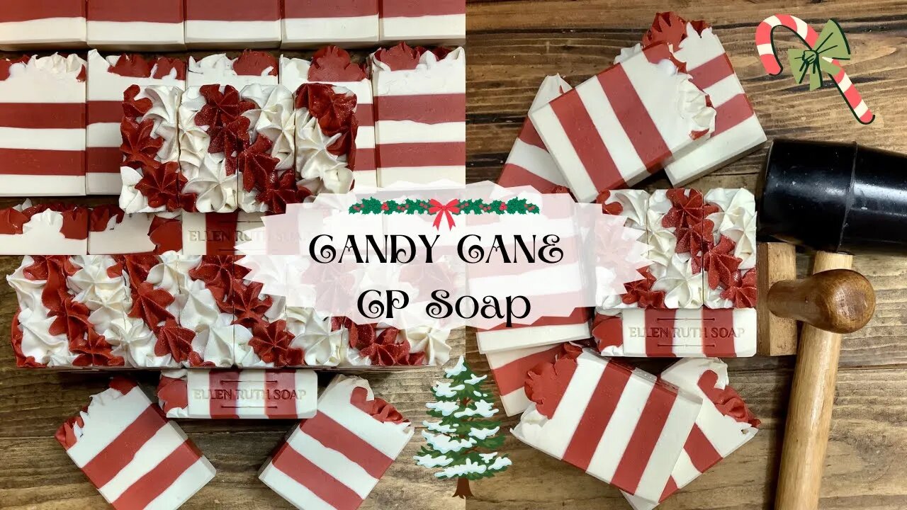 🎄 CANDY CANE 🎄 Aloe Vera Cold Process Soap + Layers & Soap Piping | Ellen Ruth Soap