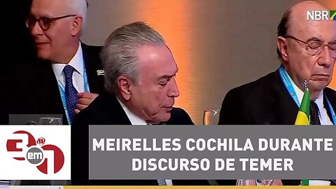 Henrique Meirelles cochila durante discurso de Temer no Mercosul