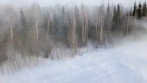 Snow stirred up by rotor wash