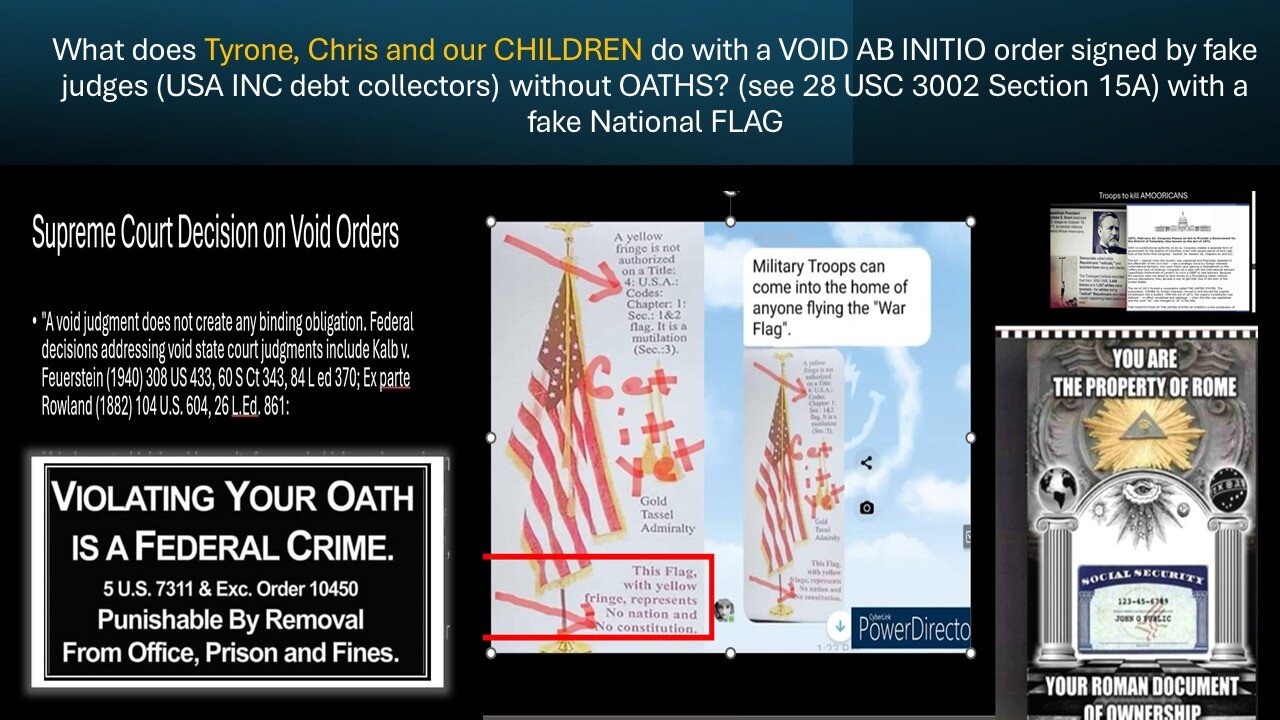 What does Tyrone, Chris & our CHILDREN do w/a VOID AB INITIO order signed by fake USA INC judge?