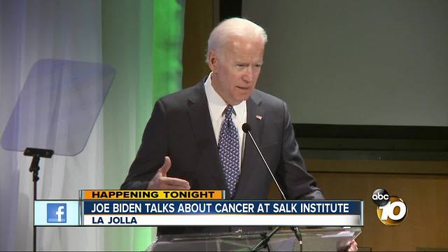 Joe Biden talks about cancer at Salk Institute