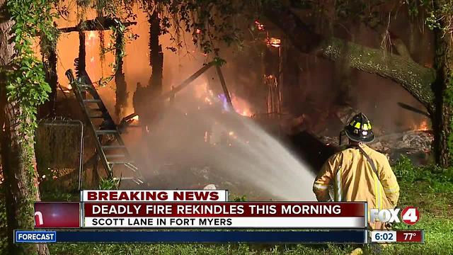 Fire rekindles at scene of deadly Fort Myers house fire