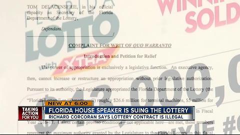 Florida House Speaker is suing the Lottery