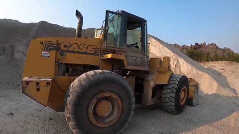 Front end loader engine removal.