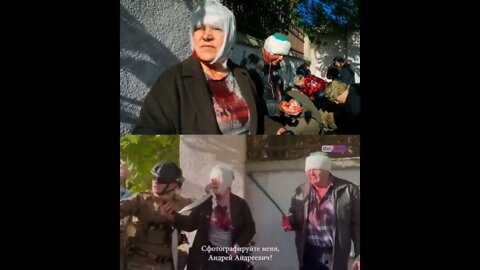 Ukrainian propaganda with people covered in jam