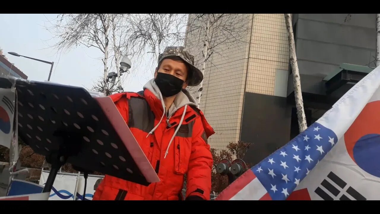 #Korea #Korea #song 22.2.25 미 대사관앞 1인 공연 Next to U.S Embacy 1 person perfomance in Korea 1부