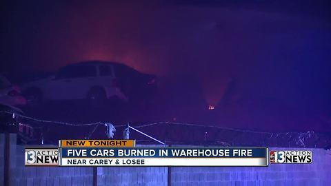 Cars burned during warehouse fire