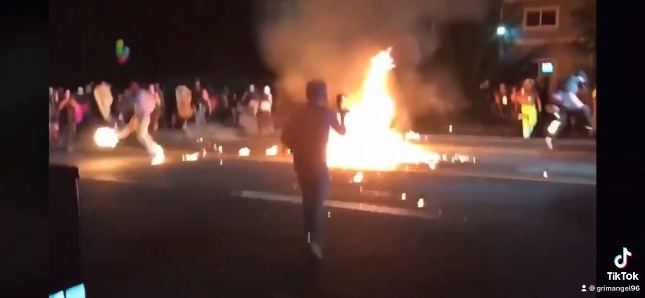 Protestor lights himself on fire trying to throw Molotov at Police