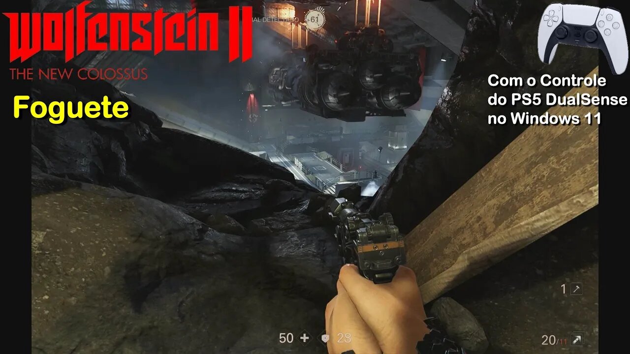 Foguete - Wolfenstein 2 TNC - com o controle do PS5 Dual Sense no Windows 11