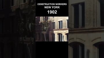 1902: Construction Workers Ride Sketchy Crane, New York | 60fps, Colorized, AI Enhanced