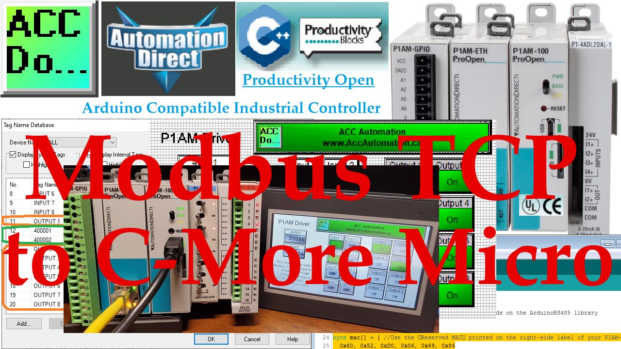 Productivity P1AM Industrial Arduino Modbus TCP to C-More Micro EA3