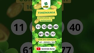 🍀 Resultado TIMEMANIA 1911 | Sentindo Sorte #shorts