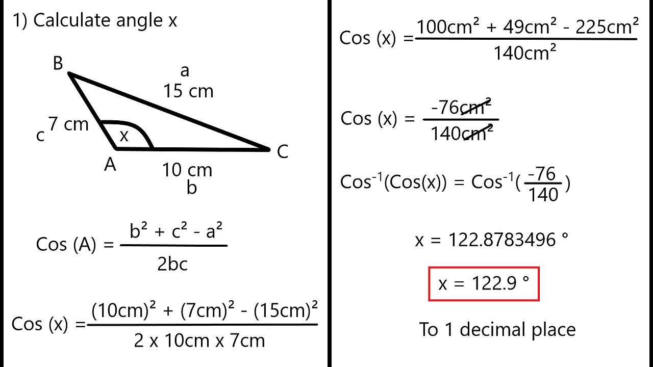 Cosine Rule Part 2 - Example of Finding An Angle Within A Triangle - Viewer Request Video #1