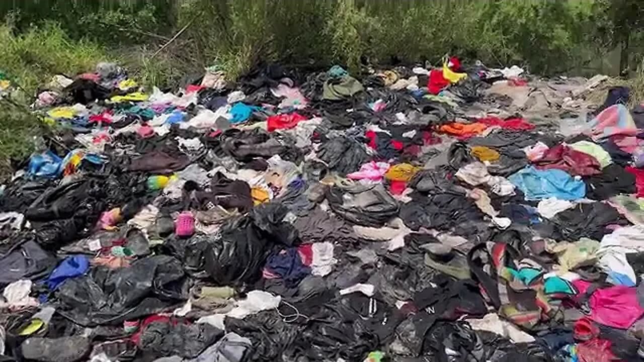 Video from earlier in the week in Brownsville, Texas showing a large debris field of wet clothing...