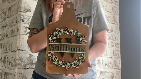 Family Name Farmhouse Cutting Board Wood Door Hanger |Hard Working Mom |How to Paint