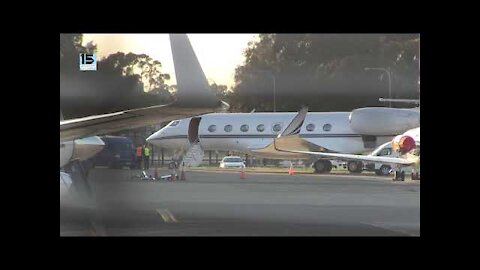 'Hollywood actress Natalie Portman arrives Sydney on Gulfstream to film THOR'