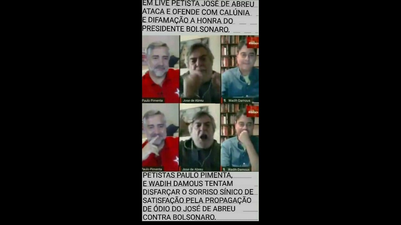 EM LIVE PETISTA JOSÉ DE ABREU ATACA E OFENDE COM CALÚNIA E DIFAMAÇÃO O PRESIDENTE BOLSONARO.