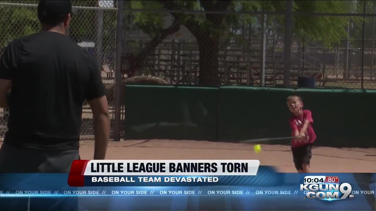 Sabino Canyon little league baseball team banners torn up