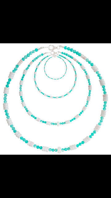 Blue Amazonite faceted beads mop pendant Princess spiny oyster beads simple choker 03