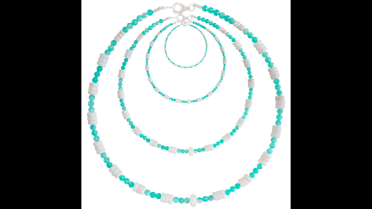 Blue Amazonite faceted beads mop pendant Princess spiny oyster beads simple choker 03