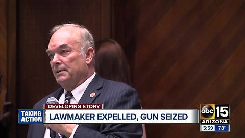 Lawmaker expelled, gun seized from office