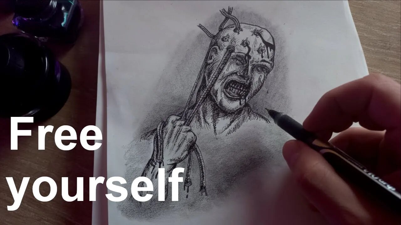 Free Yourself | Drawing with a deep meaning in Pen and Ink