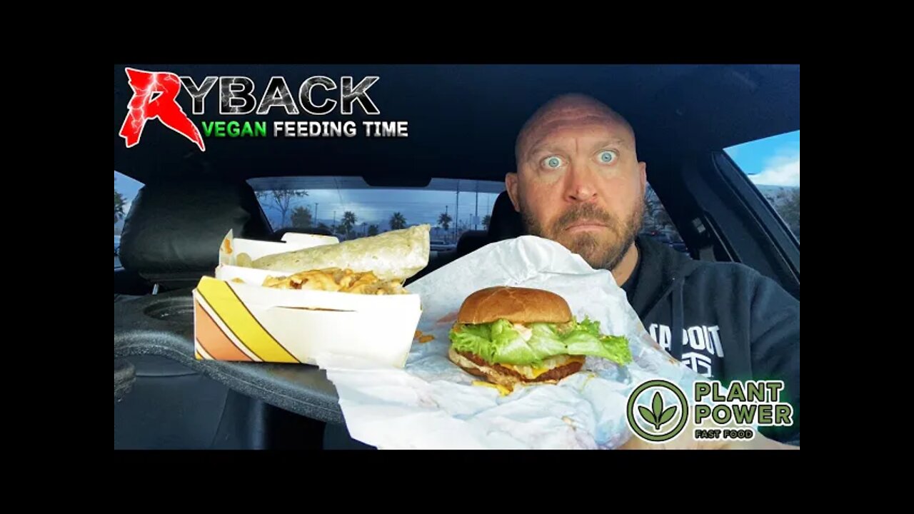 Ryback Vegan Feeding Time: Plant Power Iconic Burger and Iconic Fries + Crispy Chicken Ranch Wrap