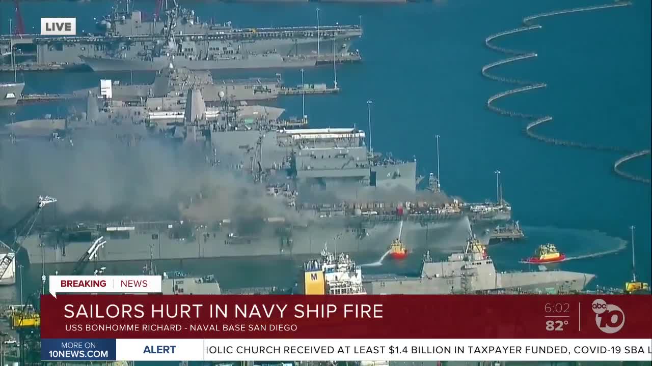 Sailors hurt in Naval Base San Diego ship fire