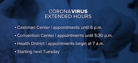 Extended hours for COVID-19 vaccination sites