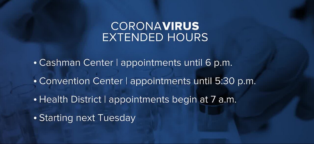 Extended hours for COVID-19 vaccination sites