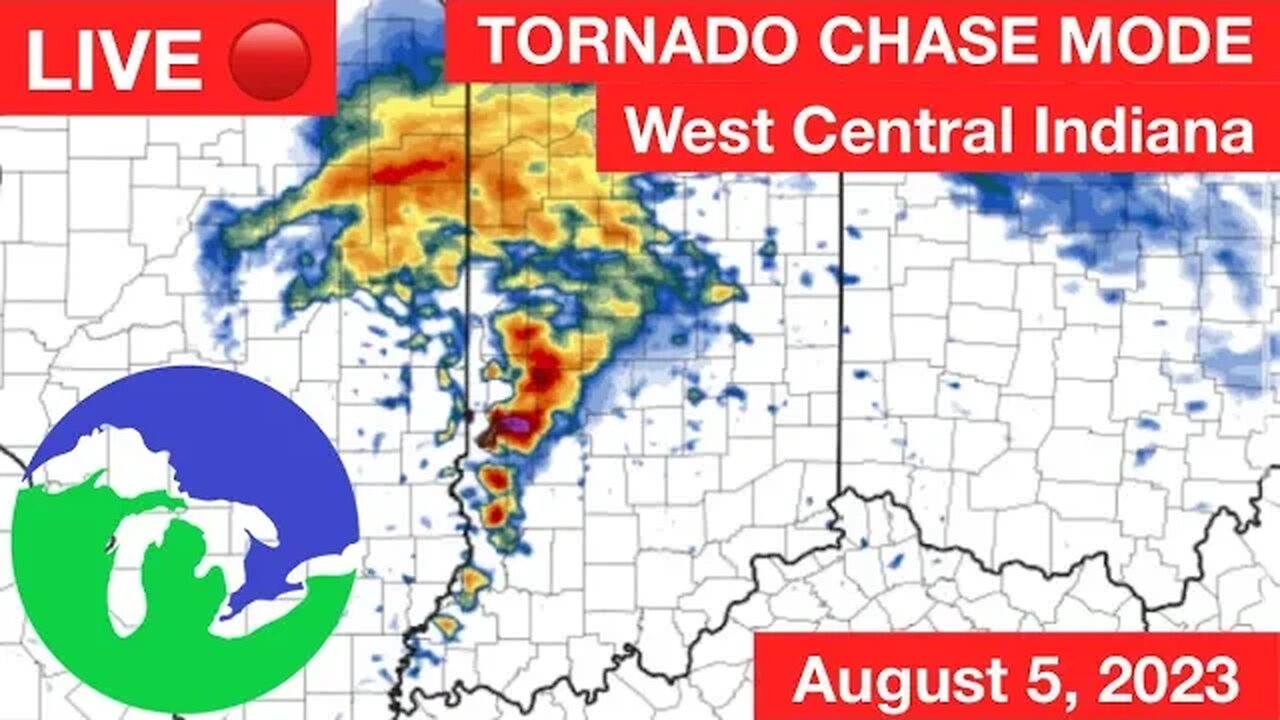 Live TORNADO STORM CHASE, I-70 to I-74 corridor west of Indianapolis, Indiana-Great Lakes Weather