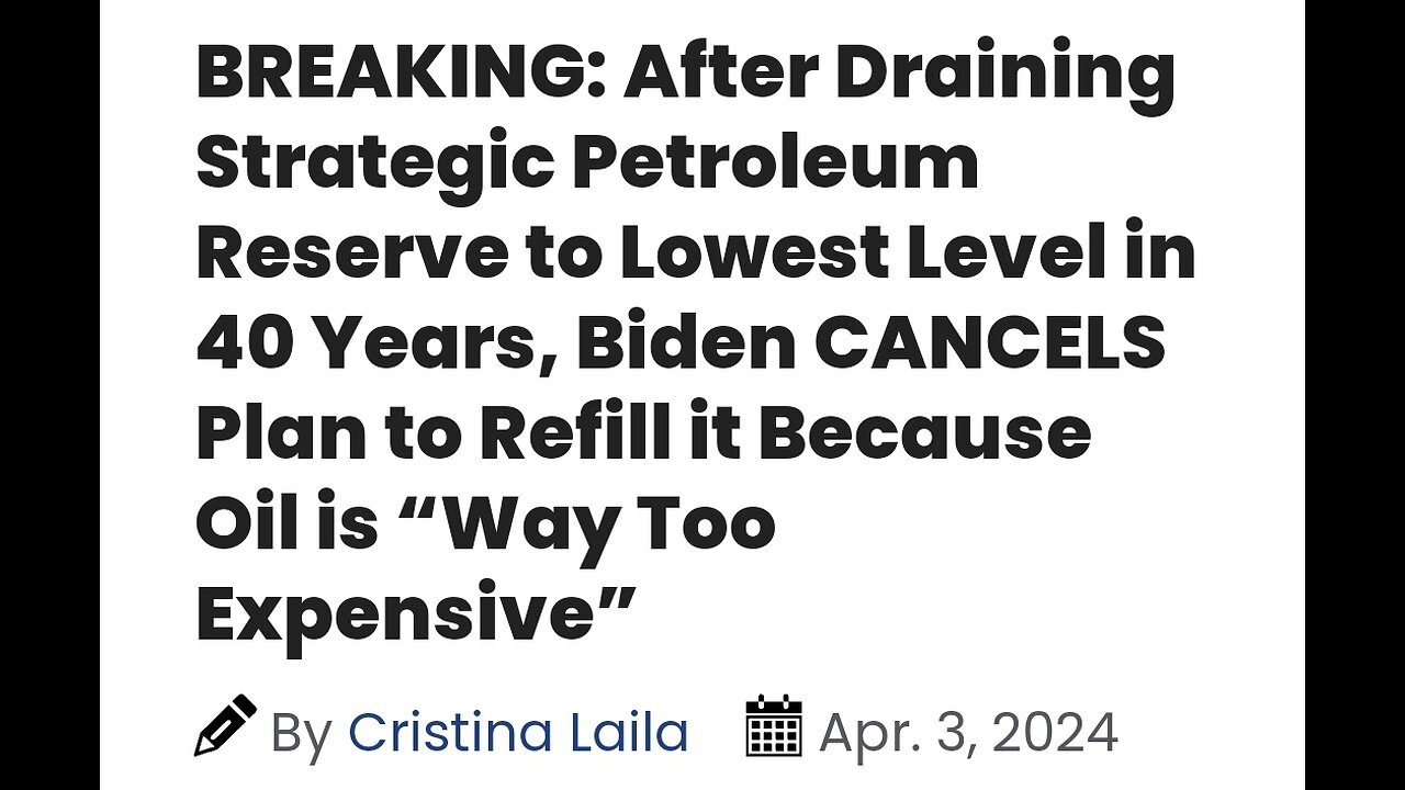 Biden claims refilling petroleum reserves is too expensive but continues to fund war in Ukraine.