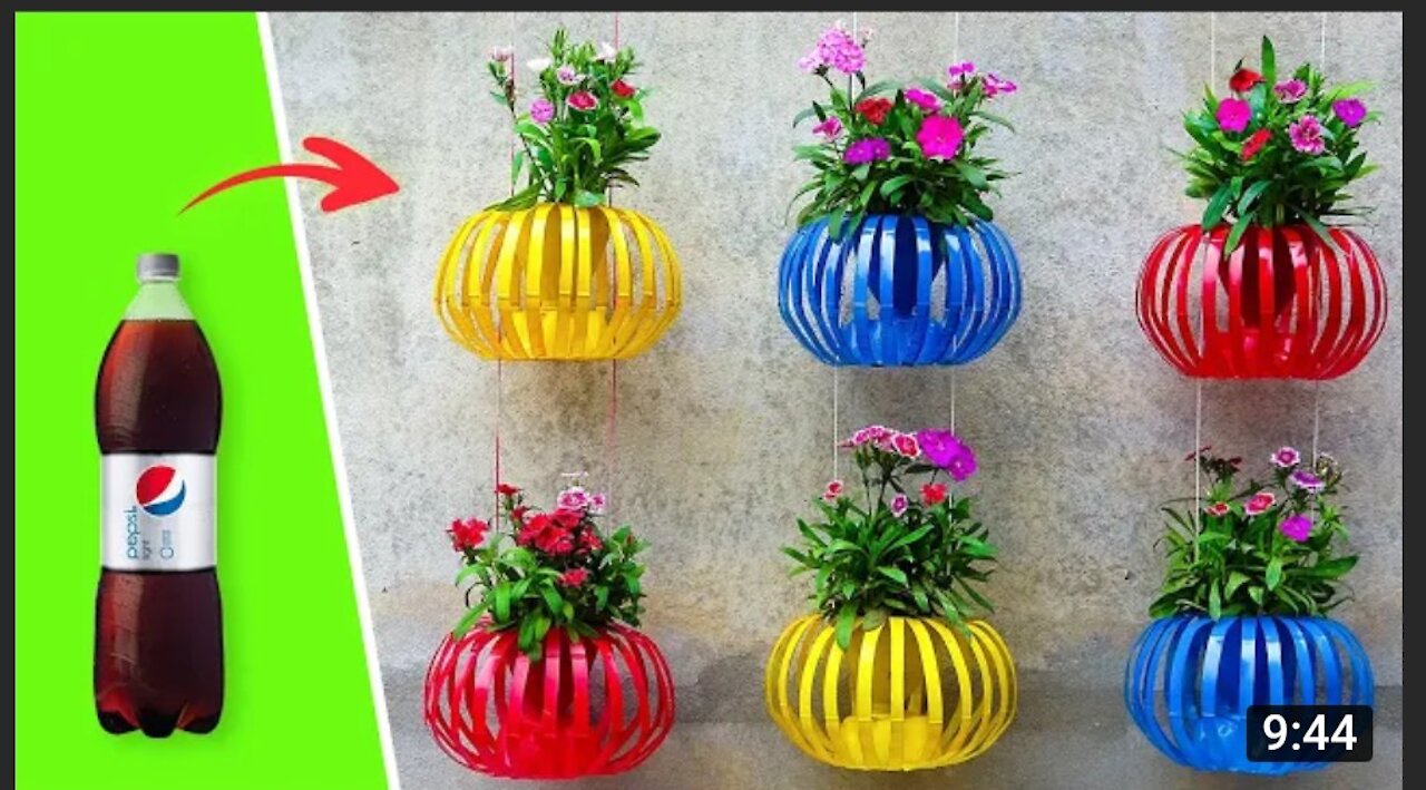 Recycle Plastic Bottles Into Hanging Lantern Flower Pots for Old Walls - Vertical Garden Ideas