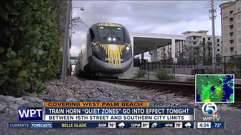 Brightline quiet zones take effect Monday night in West Palm Beach