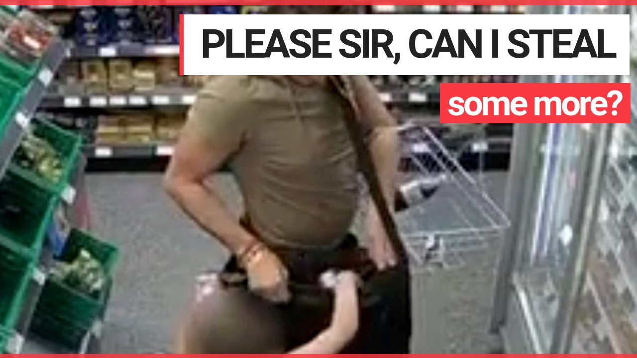 A real life Fagin is being hunted by police for encouraging a child to help him shoplift