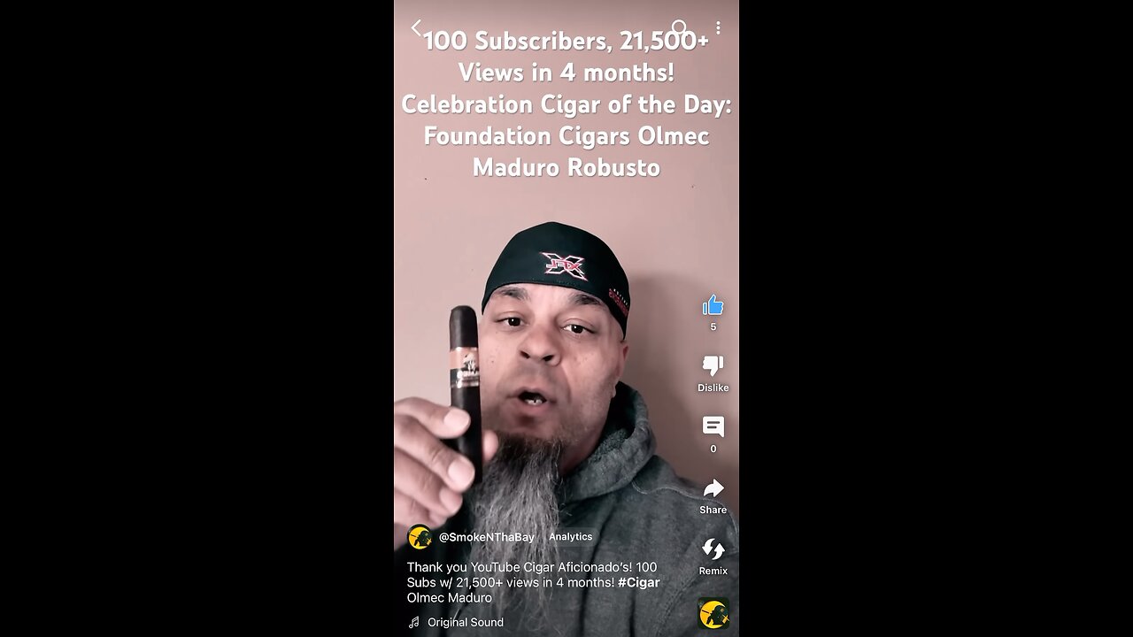 Thank you YouTube Cigar Aficionado’s! 100 Subs w/ 21,500+ views in 4 months! #Cigar Olmec Maduro