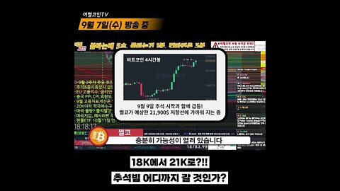 18K는 적극매수구간 | 9월7일 실시간 생방송 요약본 짧은영상 | 비트코인 실시간 생방송 쩔코TV #쇼츠 #숏츠 #shorts