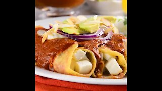 Pasilla Chili Enchiladas Stuffed with Panela Cheese