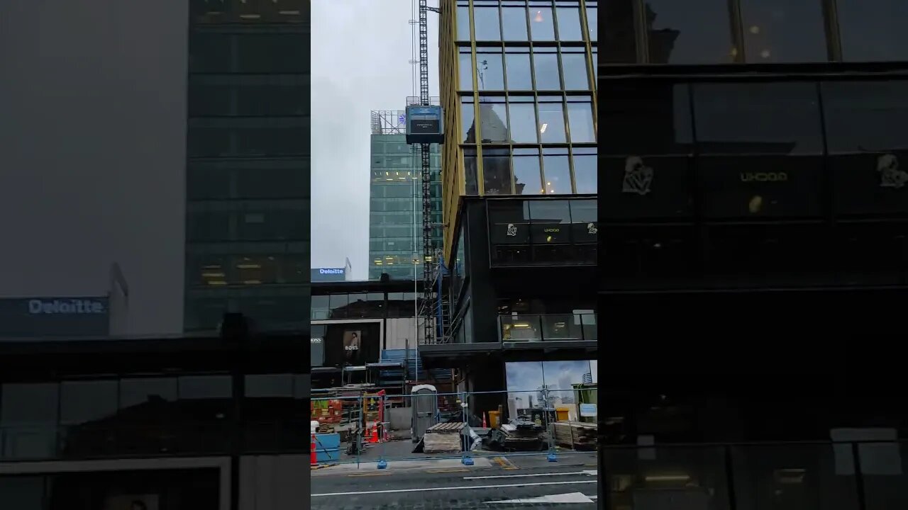 Highrise construction lift.