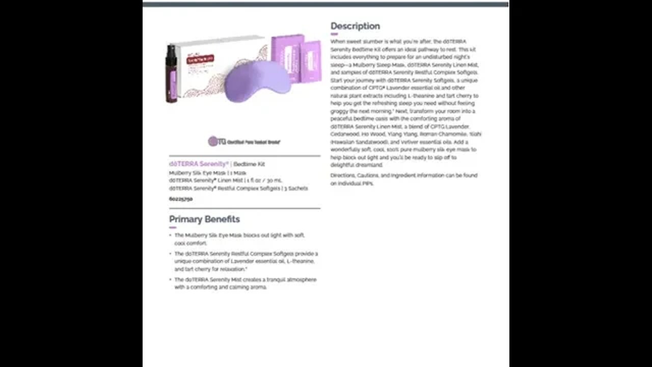 SERENITY BEDTIME KIT (PRIMARY BENEFITS)