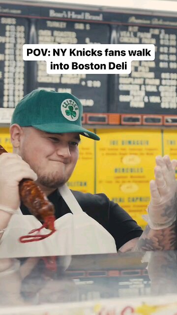 knick fans walk in Boston deli is hilarious 😭😭