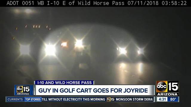 Golf cart drives on I-10 early Wednesday morning