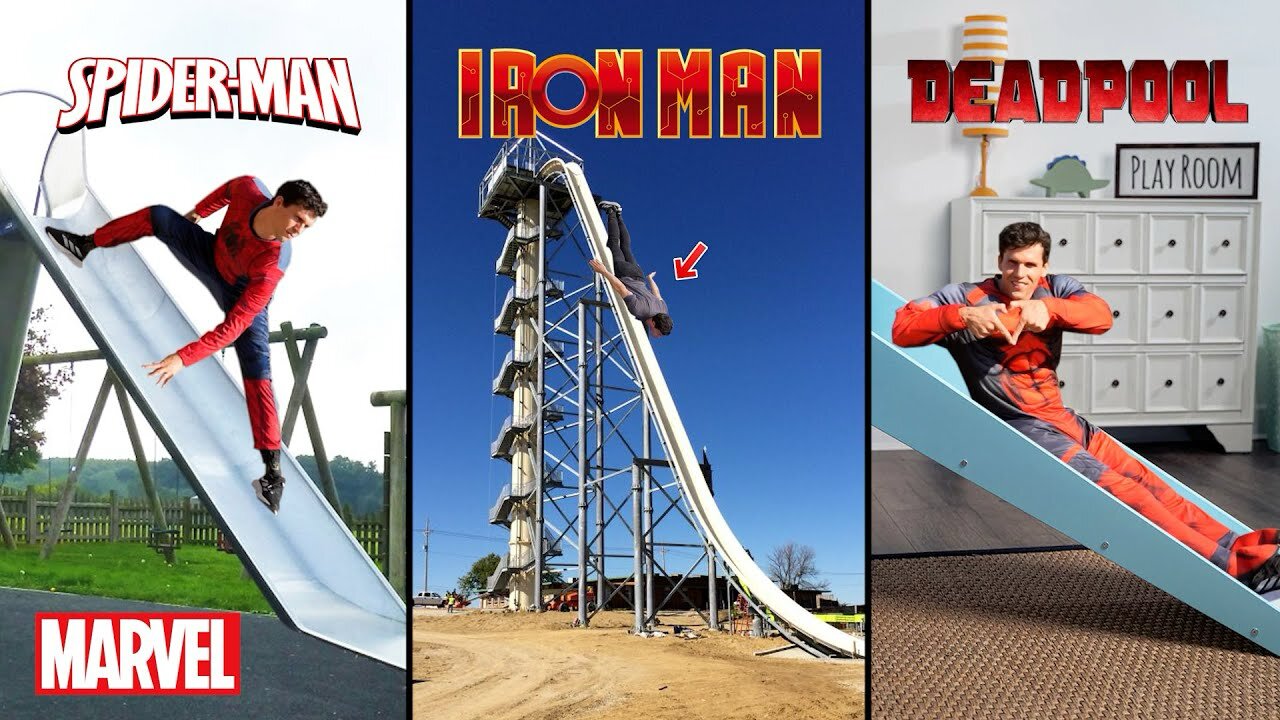 How Marvel Characters go down a slide. (Funny Compilation Part 1-2)