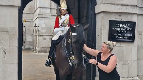 After being told to get behind the bollards, this tourist starts a trend #horseguardsparade